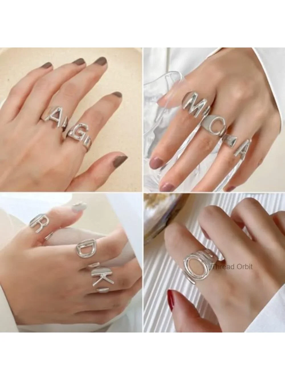 Adjustable Gold Initial Ring, Statement Chunky Open Ring for Women,